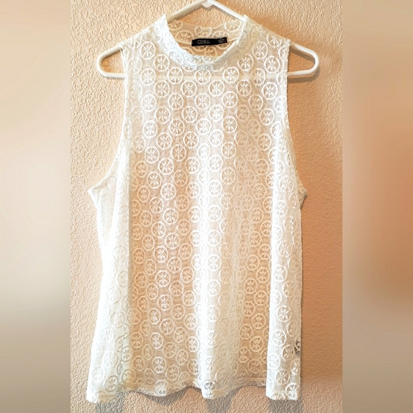cure Tops - Cure White Lace sleeveless top, size 2x